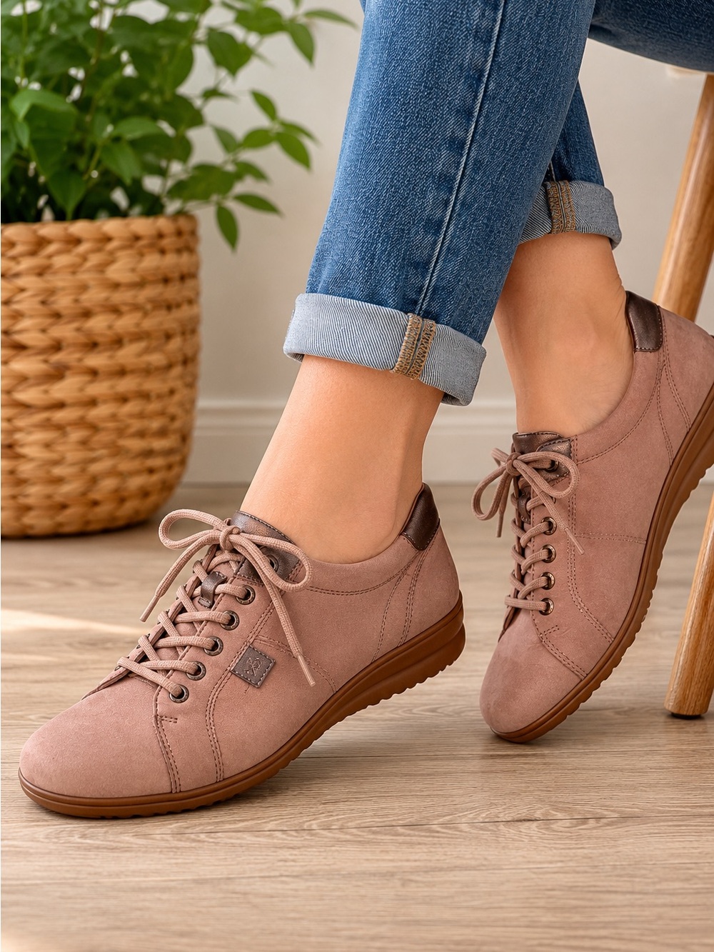 Hartjes XS Comfort Nubuck Leather Lace-Up Walking Shoes UK 4 US 6.5